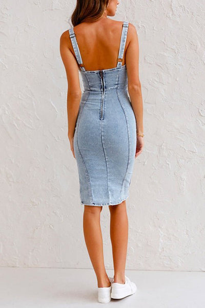 Vannetta™| Denim Midi Jurk